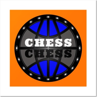 Chess Logo in Black, White and Blue Posters and Art